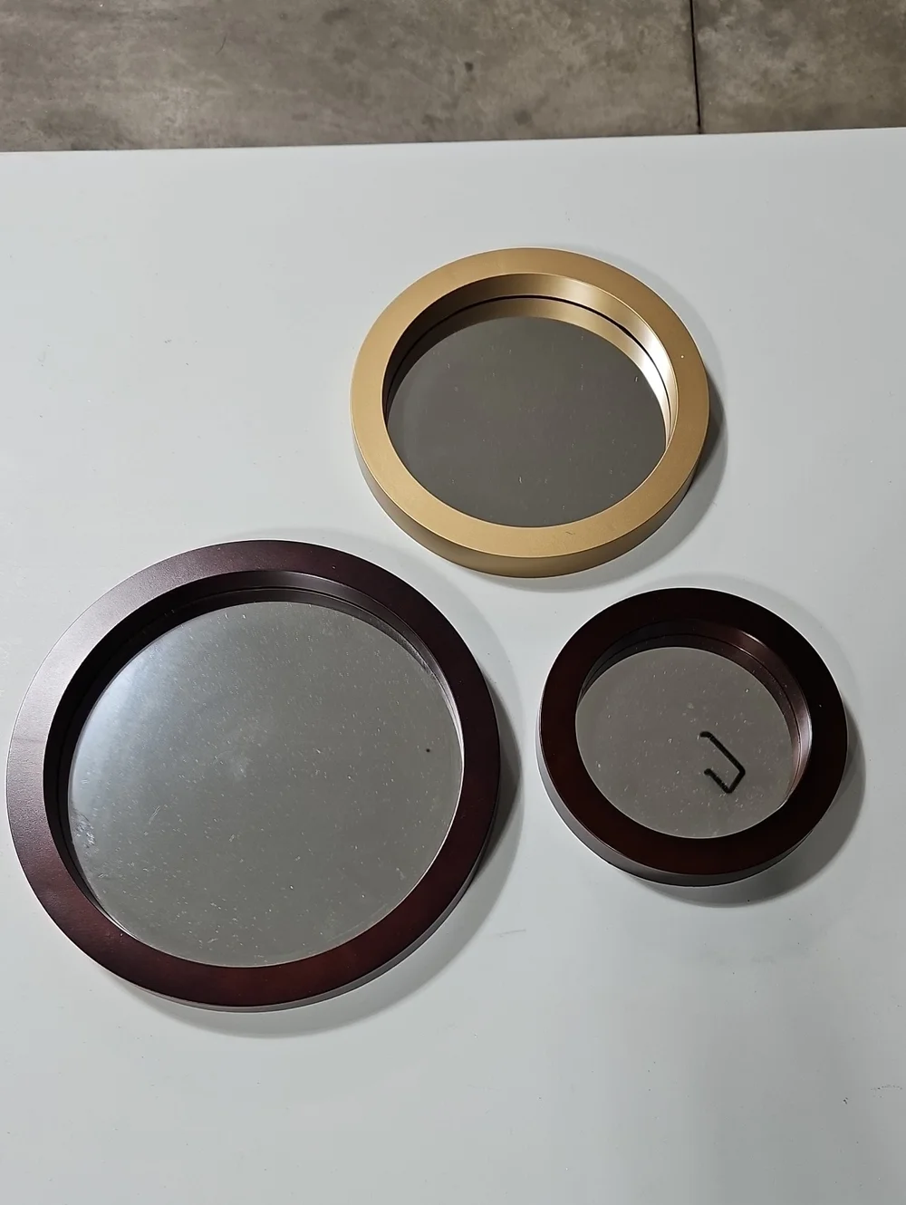 Round Wall Mirror Trio in Dark Brown And Gold SET OF 3, 3 TOTAL AVAILABLE